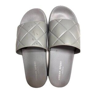 J/Slides Gray Quilted Fabio Slide Sandals Women’s Size 9 Comfort Slip-on